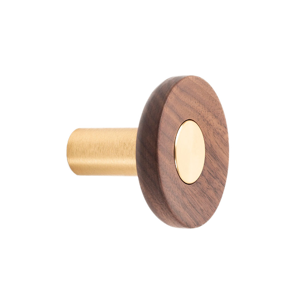 Knagg Zoot - 60mm - Valnøtt/Messing i gruppen Knagger / Farge/Materiale / Tre hos Beslag Online (10002-BO)