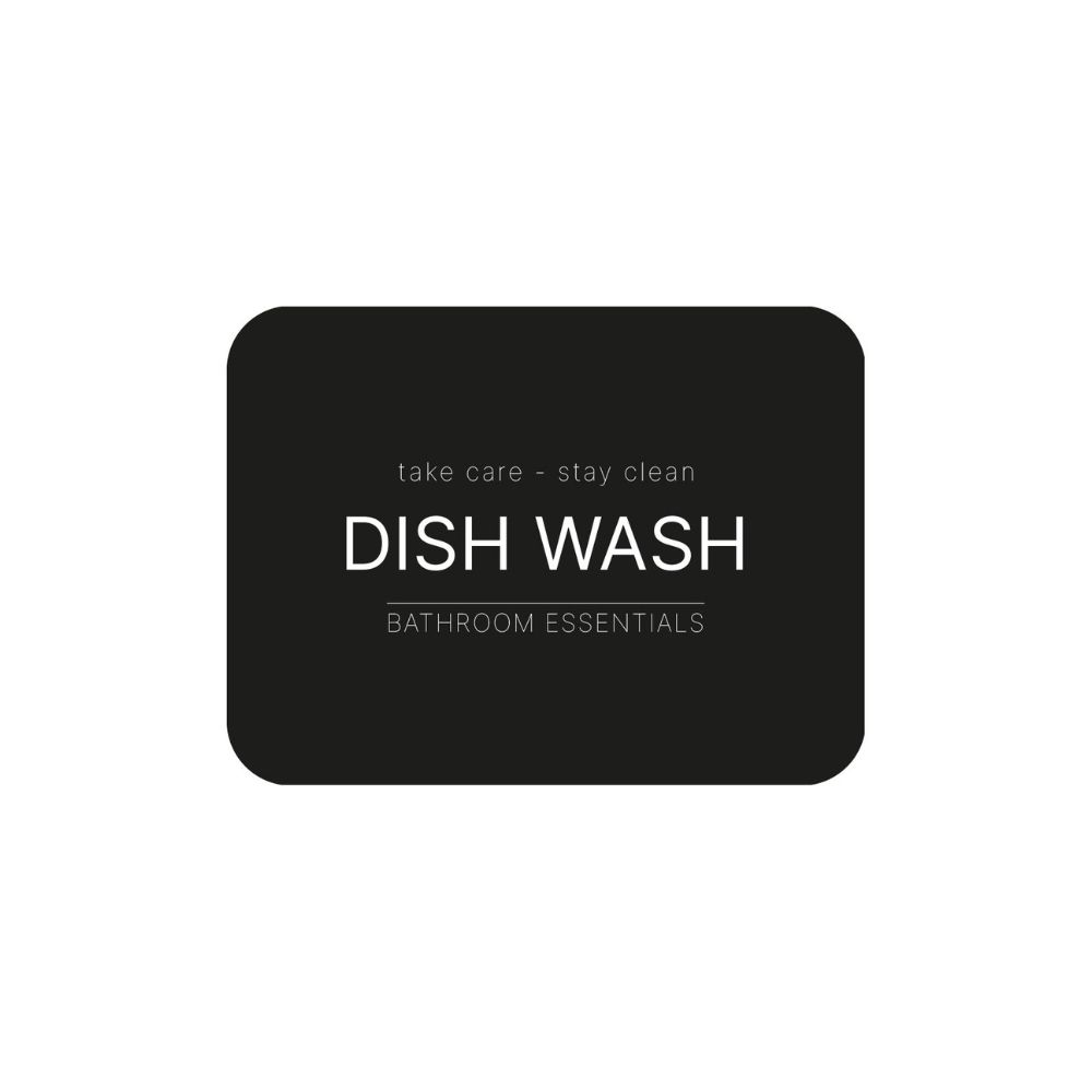 Selvklebende Etikett - Dish Wash - Matt Sort