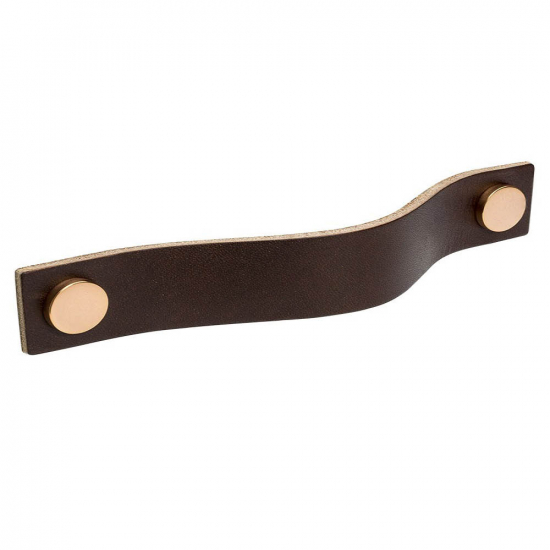 Håndtak Loop - 128mm - Brun Lær/Kobber i gruppen Håndtak / Farge/Materiale / Lær hos Beslag Online (333172-11)