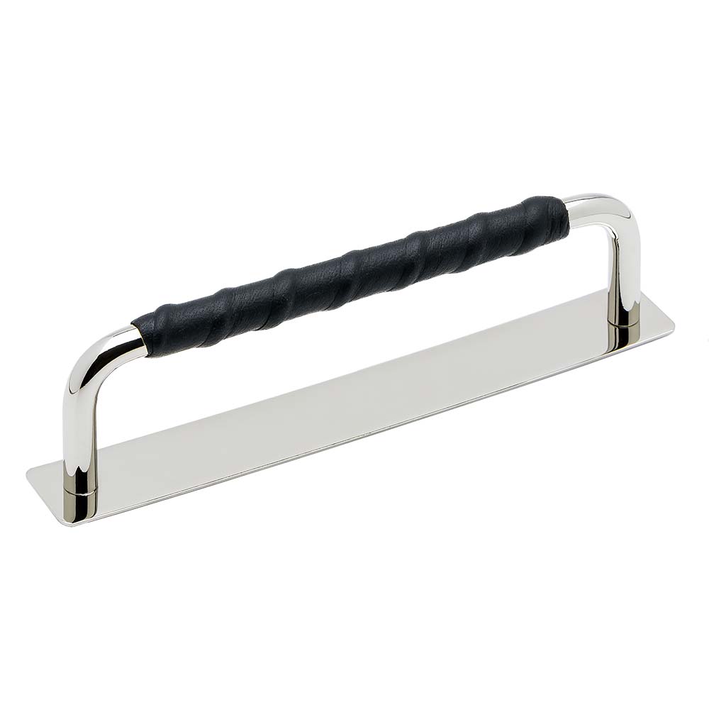Håndtak Royal Deluxe - 128mm - Forniklet/Sort Lær i gruppen Håndtak / Farge/Materiale / Lær hos Beslag Online (336236-11)