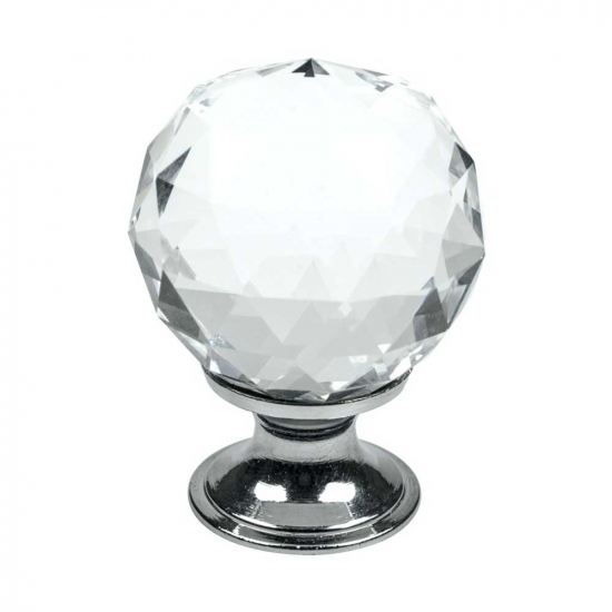Knott Diamond - Glass/Krom i gruppen Knotter / Farge/Materiale / Hvit hos Beslag Online (430002-11)