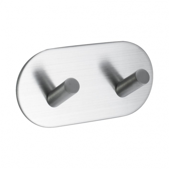 Håndklekrok Base 100 2-Knagg - Børstet Rustfritt Stål Finish