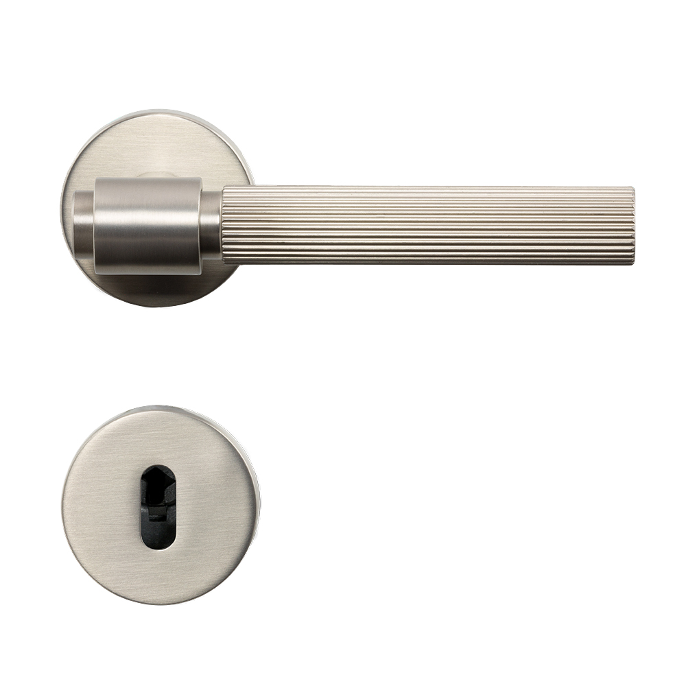 Dørhåndtak Helix 200 Stripe - Skandinavisk Standard - Rustfritt Stål Finish