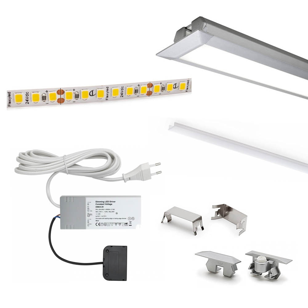 Belysningssett Ledye - 2000mm - Aluminium  i gruppen Belysning / All Belysning / LED Stripe & Profiler hos Beslag Online (973311-K)
