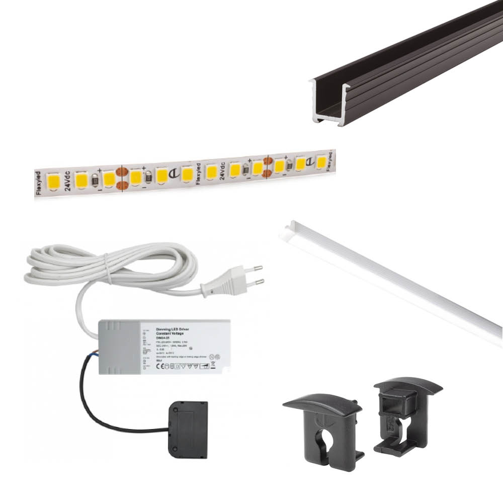 Belysningssæt Miss - 2000mm - Sort i gruppen Belysning / Al Belysning / LED Strips & Profiler hos Beslag Online (973361-K)