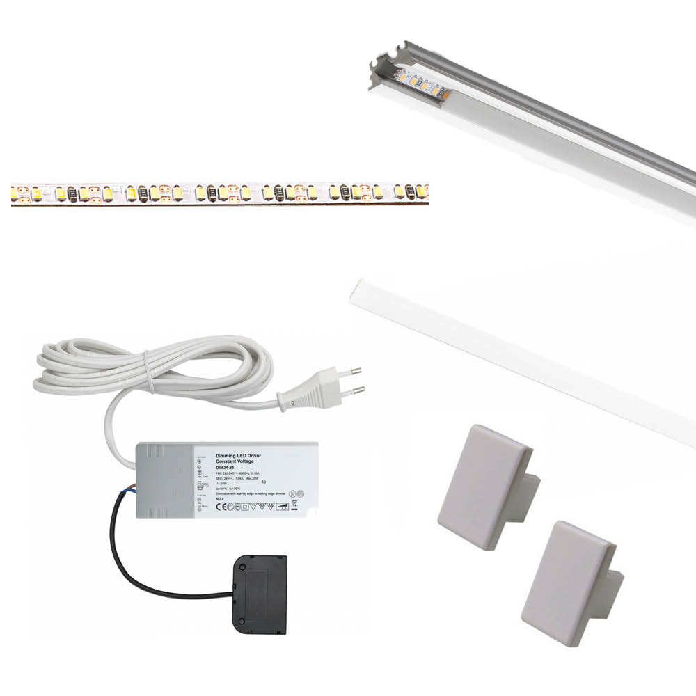 Belysningssæt 8112 - 2000mm - Aluminium i gruppen Belysning / Al Belysning / LED Strips & Profiler hos Beslag Online (973570-K)