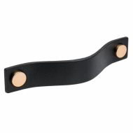 Håndtak Loop - 128mm - Sort Lær/Kobber