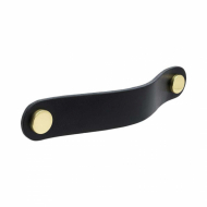 Håndtak Loop Round - 128mm - Sort Lær/Messing