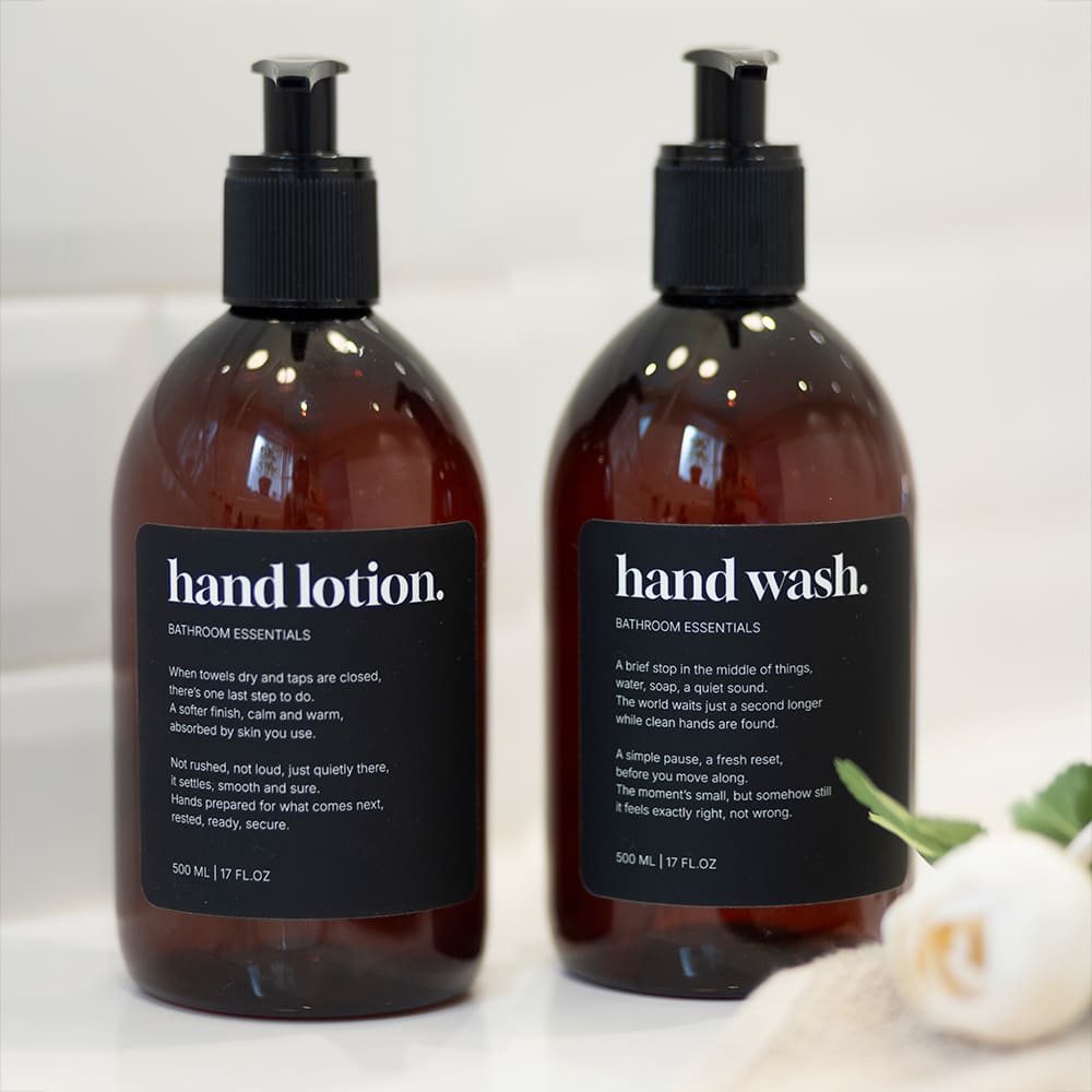 Selvklebende Etikett Premium - Hand Wash - Matt Sort