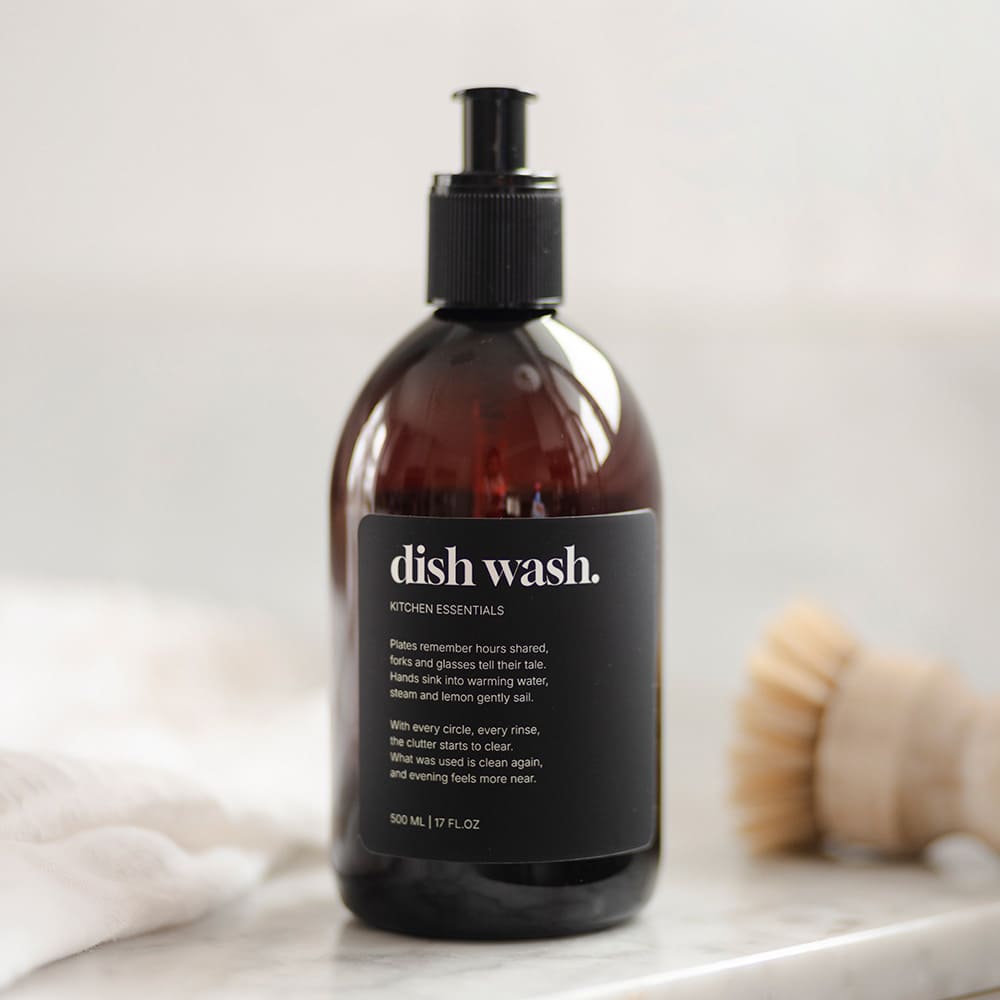 Selvklebende Etikett Premium - Dish Wash - Matt Sort