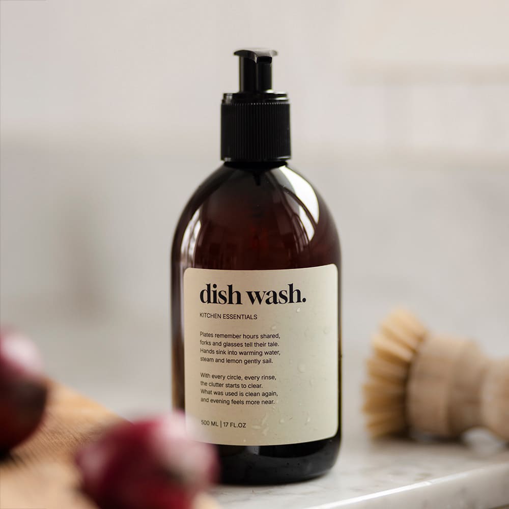 Selvklebende Etikett Premium - Dish Wash - Beige