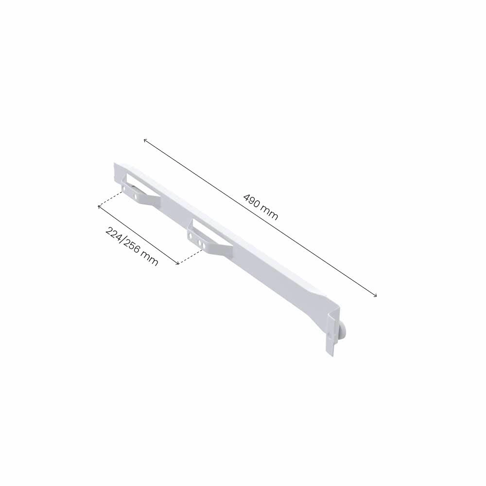Rulleskinne 500/19 - Høyre og venstre - 224/256 mm - Hvit