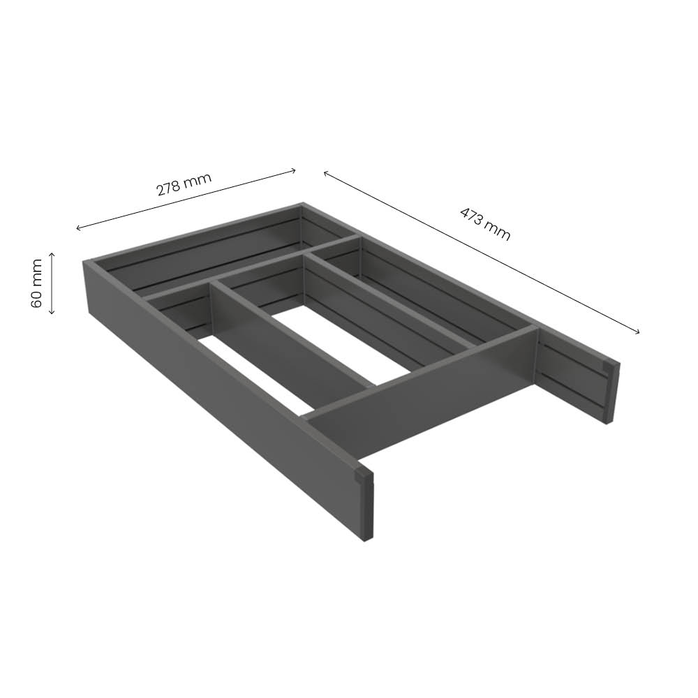 Bestikkskuff Flex Basic - 500 (473mm) - Mørk Grå