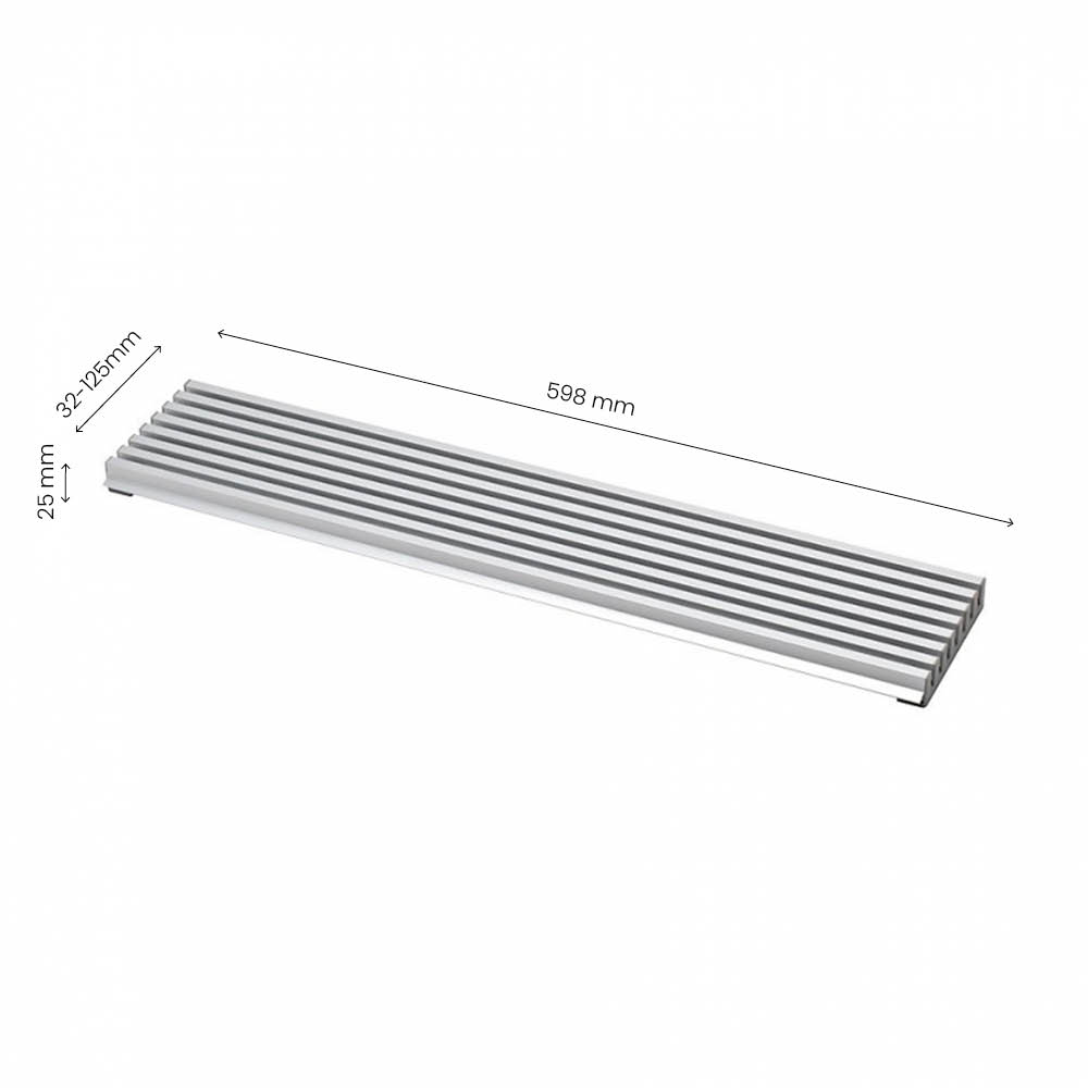 Ventilasjonsgitter - 598x125 - Aluminium