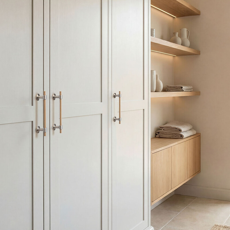 Håndtak Uniform - 128mm - Eik/Børstet Rustfritt