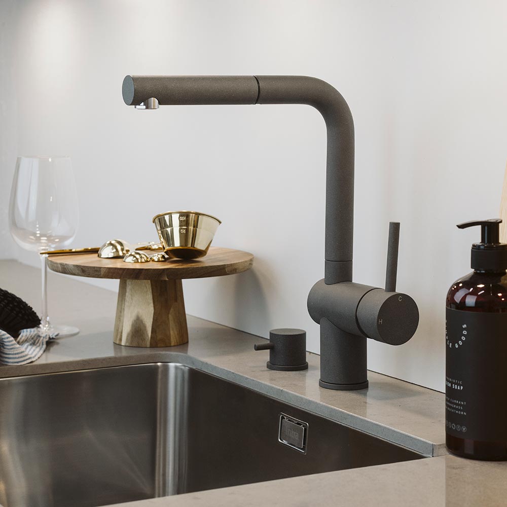 Kjøkkenarmatur Venedig - Uttrekkbart Munnstykke - Silgranit Rockgrey