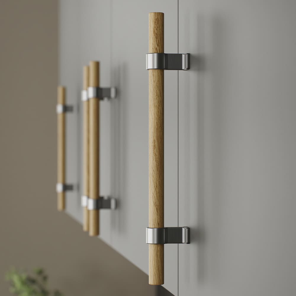 Håndtak Bond - Eik/Rustfritt Look