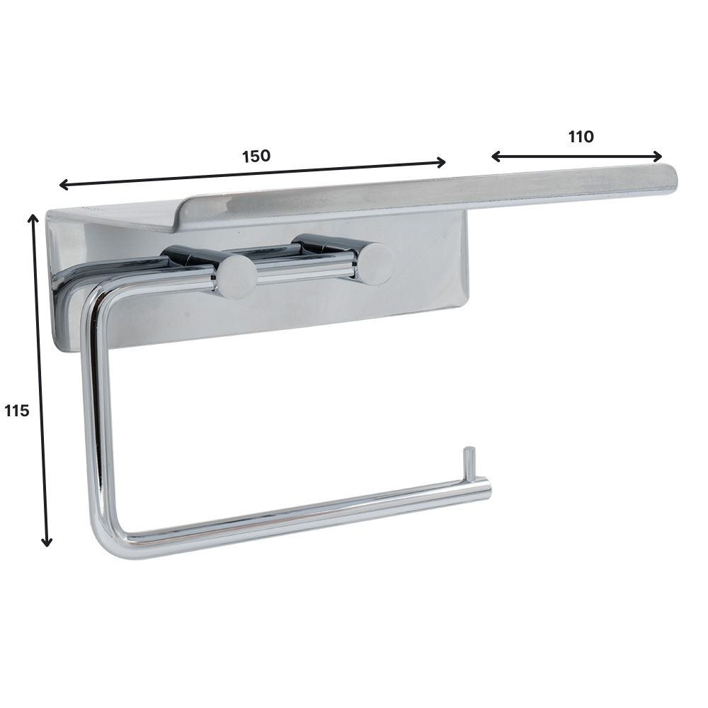 Base Toalettpapirholder Med Hylle - Krom