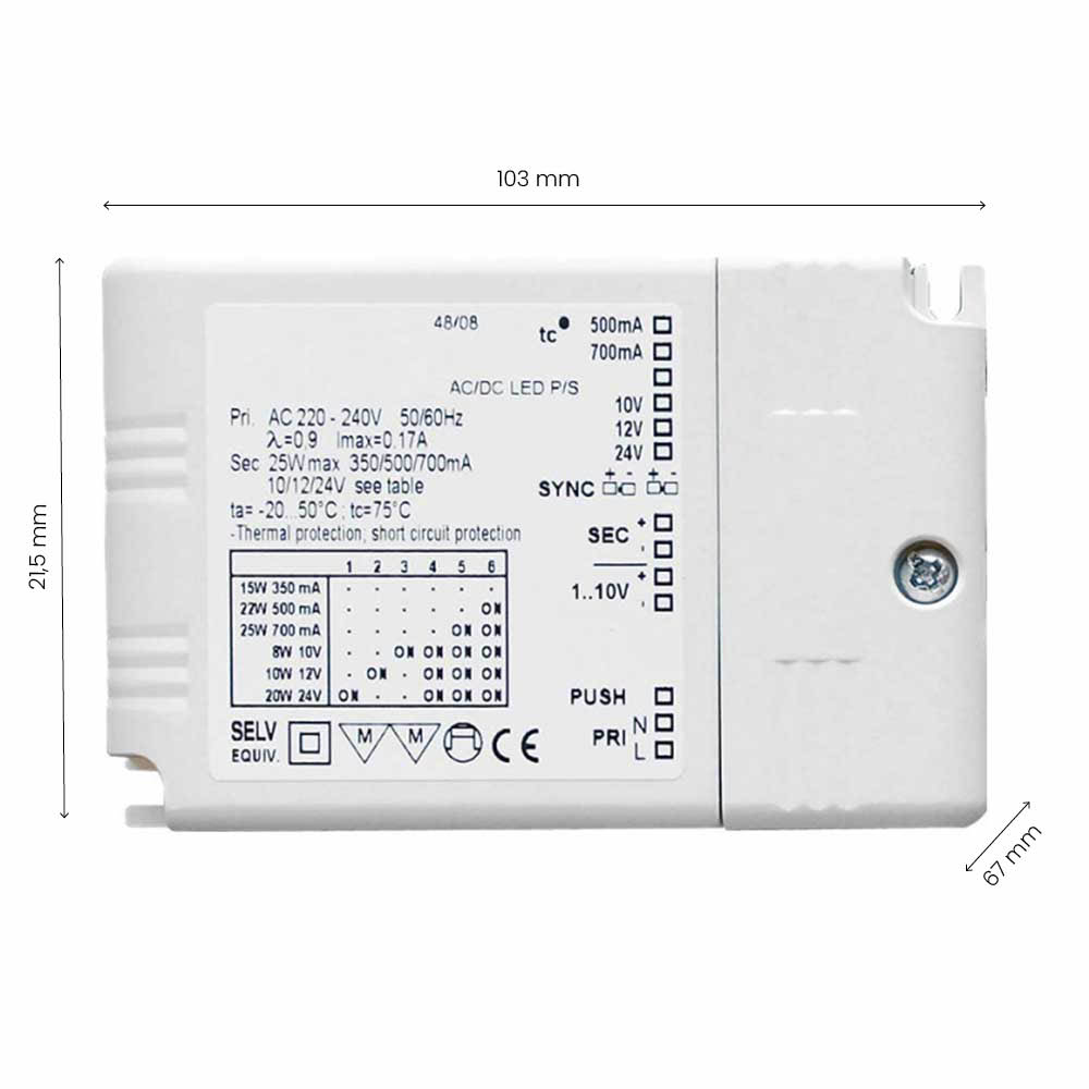 Trafo Drikon - Dimbar - 350-700mA/12-24V