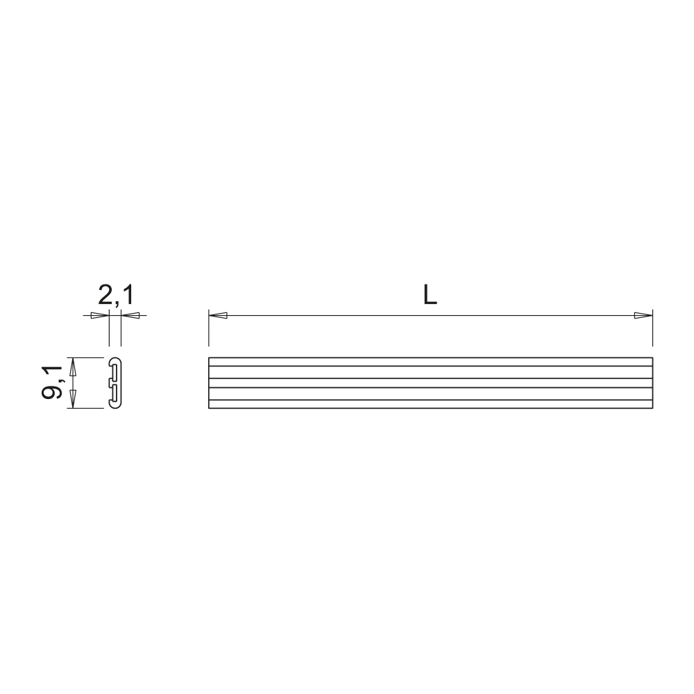 Elektrifisert Skinne Magy 24V - 2000mm - Sort