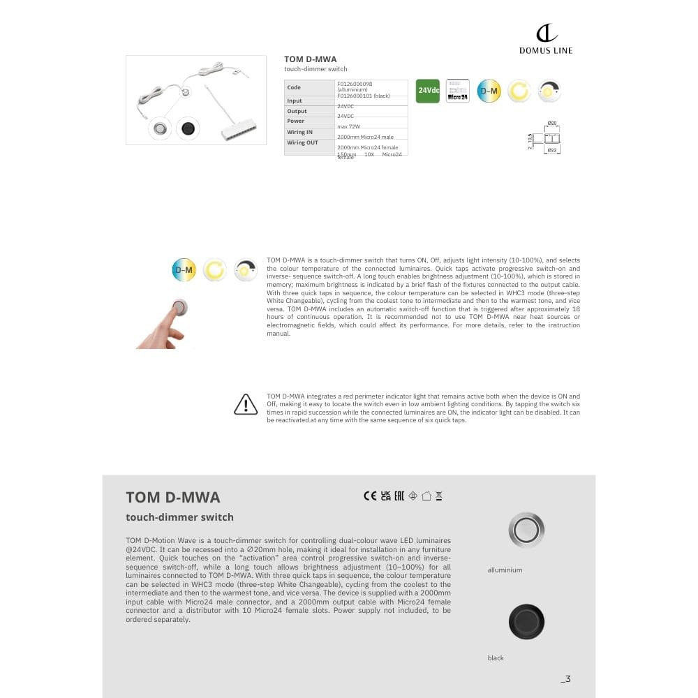 Dimmer Touch Tom D-MWA - Sort