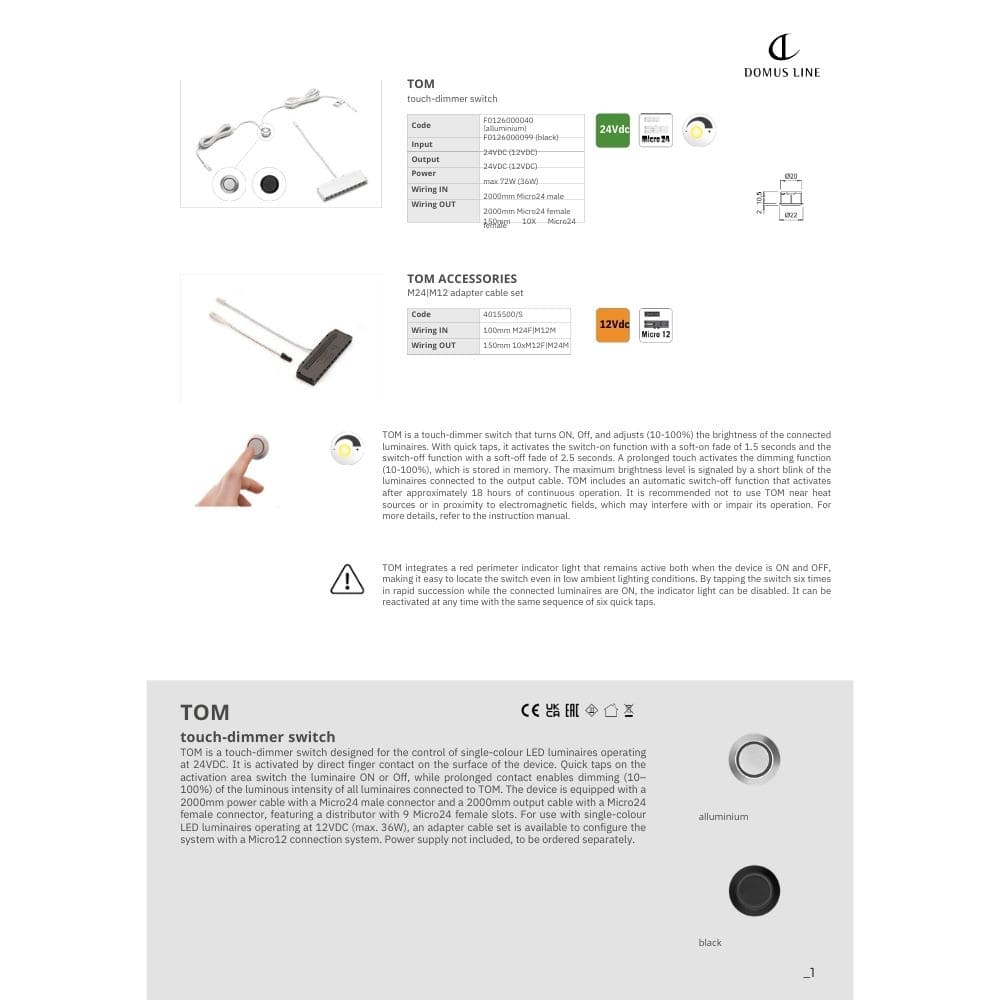 Dimmer Touch Tom D-MWA - Sort