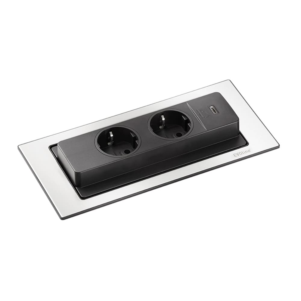 Stikkontakt Backflip 2 & 1 USB-C - Rustfritt Look