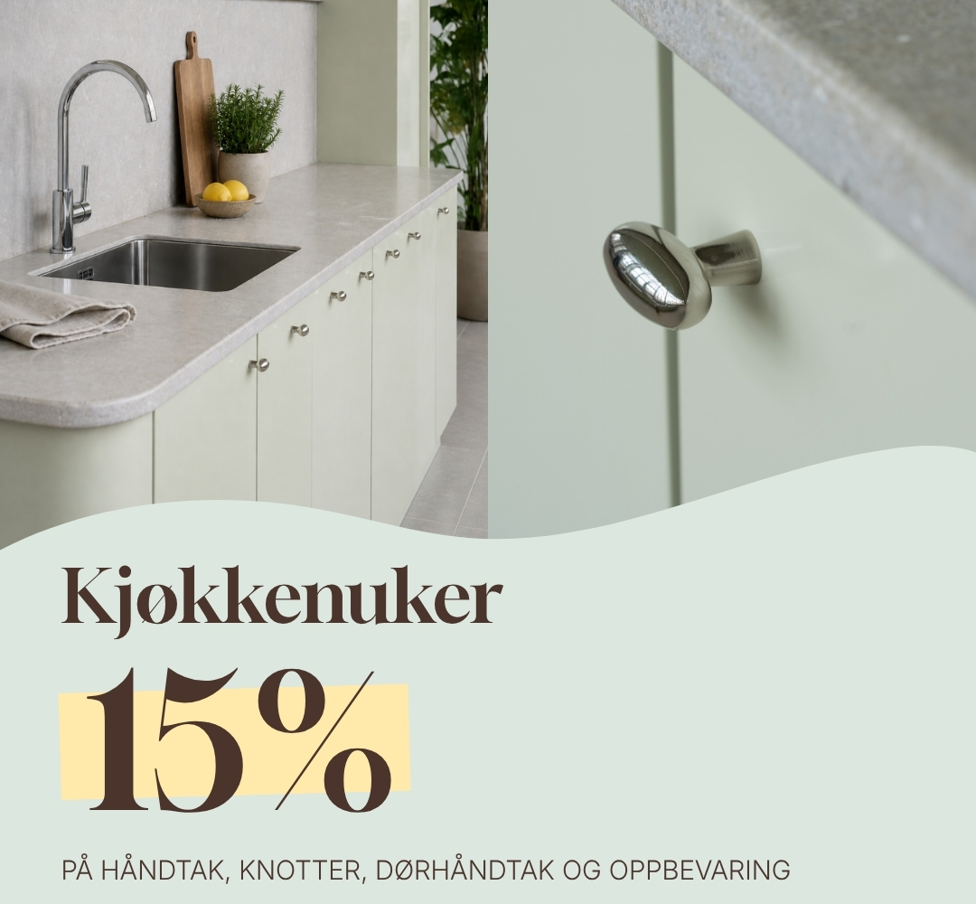 Kjøkkenuker – 15% på håndtak, knotter, dørhåndtak og oppbevaring