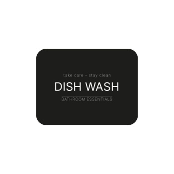 Selvklebende Etikett - Dish Wash - Matt Sort