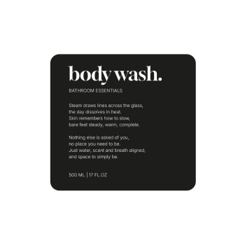 Selvklebende Etikett Premium - Body Wash - Matt Sort