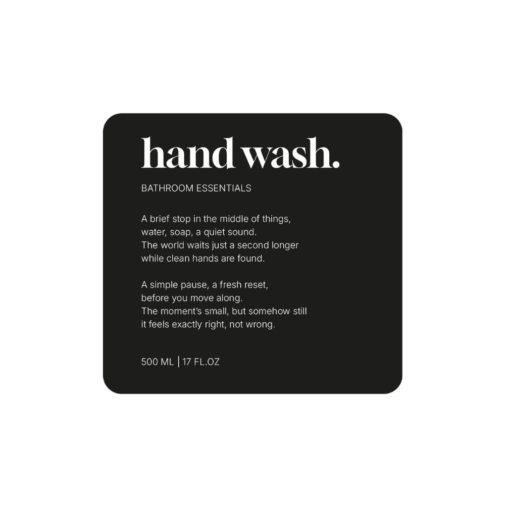 Selvklebende Etikett Premium - Hand Wash - Matt Sort