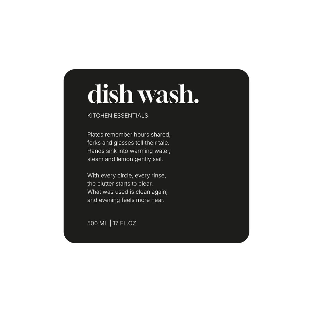 Selvklebende Etikett Premium - Dish Wash - Matt Sort