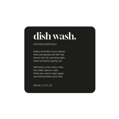 Selvklebende Etikett Premium - Dish Wash - Matt Sort i gruppen Baderomstilbehør / Vis alle baderomstilbehør / Såpedispenser & Såpe hos Beslag Online (10185-BO)