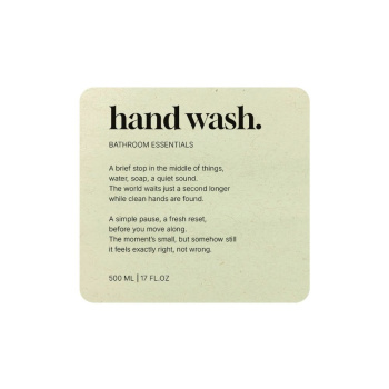 Selvklebende Etikett Premium - Hand Wash - Beige