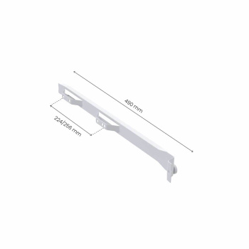Rulleskinne 500/16 - Venstre - 224/256mm - Hvit