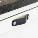 Håndtak Loop Round - 128mm - Sort Lær/Sort