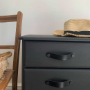 Håndtak Loop Round - 128mm - Sort Lær/Sort