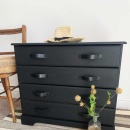 Håndtak Loop Round - 128mm - Sort Lær/Sort