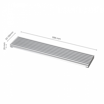 Ventilasjonsgitter - 598x125 - Aluminium