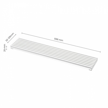 Ventilasjonsgitter - 598x125 - Hvit