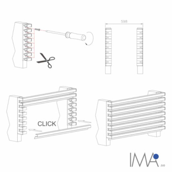 Ventilasjonsgitter - 598x125 - Matt Sort