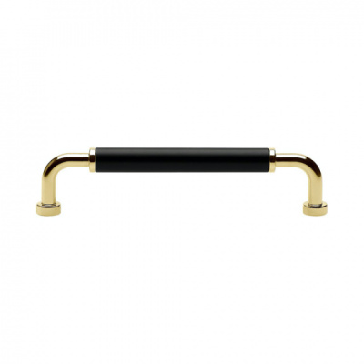Håndtak Brohult M - 128mm - Polert Messing/Sort i gruppen Håndtak / Farge/Materiale / Messing hos Beslag Online (397047-11)