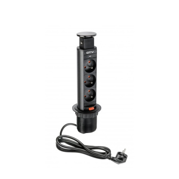 El-søyle 60mm 3stk 230V EU-uttak – Sort