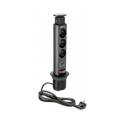 El-søyle 60mm 3stk 230V uttak 2stk USB – Sort i gruppen Outlet hos Beslag Online (42304)