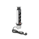 El-søyle 60mm 3stk 230V EU-uttak – Sølv