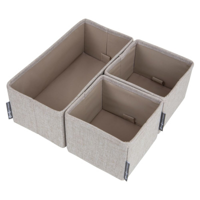 Oppbevaringsboks 3-set - Beige i gruppen Oppbevaring / Vis all oppbevaring / Oppbevaringsbokser hos Beslag Online (510012-BO)