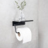 Base Toalettpapirholder Med Hylle - Matt Sort