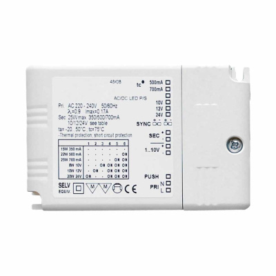 Trafo Drikon - Dimbar - 350-700mA/12-24V i gruppen Belysning / Vis all belysning / Trafoer & Tilbehør hos Beslag Online (971281)