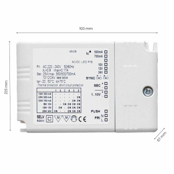 Trafo Drikon - Dimbar - 350-700mA/12-24V