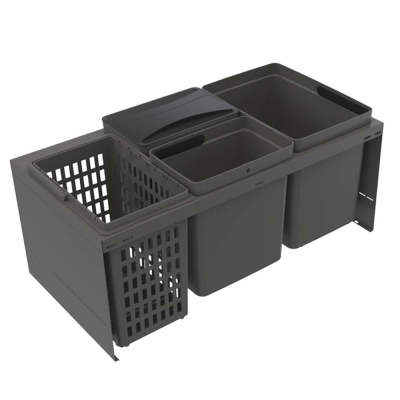 Kildesorteringssett - Cube Compact Eco - Mørkegrå i gruppen Oppbevaring / Vis all oppbevaring / Kildesortering hos Beslag Online (for-cube-compact-gra)